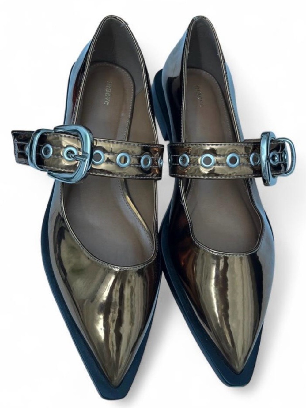 New Anthropologie Metallic cooper Pointed Mary Janes sz7 - Picture 2 of 6